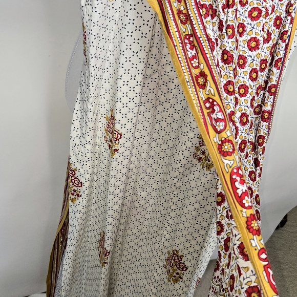 BOSTON PROPER BOHEMIAN STYLE LONG DRESS. 2 overlays. White, red. Size 4 - Picture 6 of 9